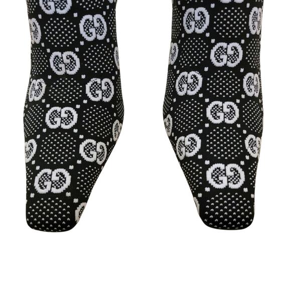 Gucci GG Monogram Technical Jersey Square Toe Ankle Boots Black White 39.5 9.5 - Picture 6 of 12